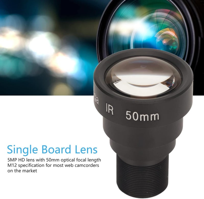 Focket 50mm 5MP HD Camera, M12 Interface Adjustable Board Lens Improve Sharpness, Aluminum Alloy Single Board Lens Manual Focus Length Rotate Mounted with Lens Cover for Network Cameras - Image 2